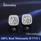 Classic D Colour VVS1 Moissanite Diamonds Stud Silver Earrings or Men and Women