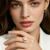Luxury Flower Design 925 Silver Real Freshwater Pearl Adjustable Ring