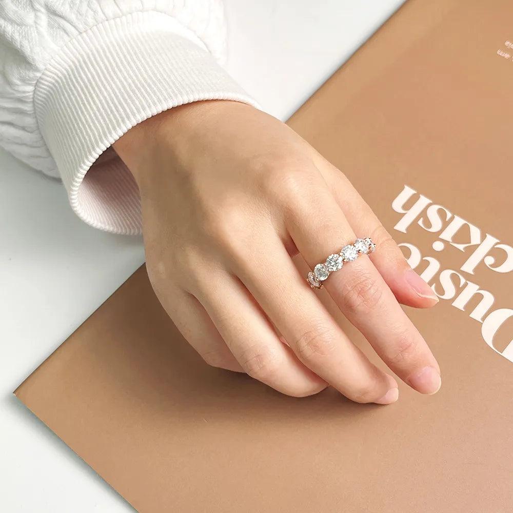 Radiant 18K Rose GPlated D VVS1 Moissanite Diamonds Eternity Wedding Engagement Jewellery Rings for Women - The Jewellery Supermarket