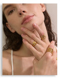 18K Gold Plated Personalized Stainless Steel Layered Wide Golden Ring