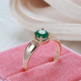 14K Rolled Gold with Circle Cut AAA Emerald Zircon Crystal Elegant Delicate Ring