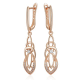 14K Filled Gold Glossy Hollow Geometry AAA Lab Created Zircon Diamonds Drop Earring