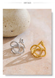 18K Gold Plated Trendy Stainless Steel Geometric Hollow Unusual Distinctive Polished Ring
