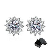 Sun Flower Brilliant HaloDesign D Colour 1ct Certified Moissanite Diamonds Stud Earrings for Women,  Fine Jewellery - The Jewellery Supermarket