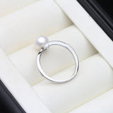 Charming Real Pink Black White Purple Grey Pearl AAA Zircon Diamonds Silver Ring