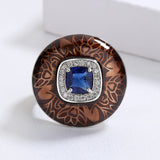 Brown Handmade Enamel AAA Zircon Crystal Domineering Mens Creative Ring