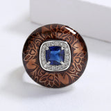 Brown Handmade Enamel AAA Zircon Crystal Domineering Mens Creative Ring