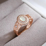 New Oval Cut Luxury AAA Zircon Emerald With 14K Rolled Rose Gold Flower Ring Ethnic Daily Jewellery