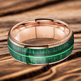 Dome Polishing Inlaid Green Wood Guitar String 6/8mm Men's Women's Tungsten Rings