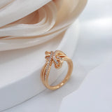 Captivating 14K Filled Rose Gold Bow-knot Ring with AAA Zircon Diamonds Pave Setting - Luxury Jewellery