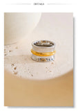 18K Gold Plated Stainless Steel Wide Minimalist  two-tone Distinctive High Quality Ring