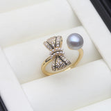 Unique Design Trend Real Multicolour Pearls AAA Zircon Diamonds 925 Silver Rings