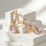 Dazzling 14K Gold Filled AAA Zircon Diamonds Dangle Earrings Fine Jewellery