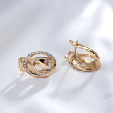 New Trend Creative 14K Rolled Rose Gold AAA Zircon Diamonds Glossy Drop Earrings - Fashion Party Jewellery