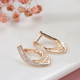 14K Gold Filled New Trendy AAA Zircon Diamonds Drop Unusual Ethnic Pattern Big Earrings