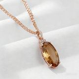 14K Rolled Gold Luxury Big AAA Zircon Brown Blue Greay Green Crystal Luxury Necklace
