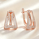 Luxury Design 14 Gold Filed Full AAA Zircon Square Diamonds Drop Earrings