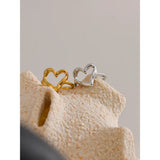 18K Gold Plated Minimalist Stainless Steel Heart Love Hollow Charm Ring
