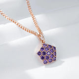 Thick Texture Full Star Inlay 14K Filled Rose Gold AAA Purple Zircon Crystals Necklaces - Party Jewellery