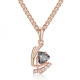 14K Gold Filled Elegant Grey and White AAA Zircon Crystal Fashion Pendant And Necklace
