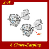 Fabulous 0.5ct-3ct Classic Moissanite Diamonds Silver Unisex Stud Earrings