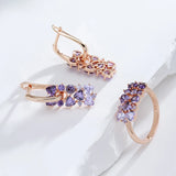 14 Karat Rolled Gold Shiny Purple AAA Zircon Crystals Fine Jewellery Trendy Rings