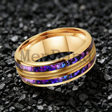 Orion Nebula and Rose Gold Guitar String Inlay Men Women Tungsten Carbide Rings