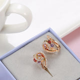 14 Karat Luxury Geometric Spire Multicolor AAA Zircon Diamonds Cute Women's Earrings