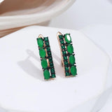 Latest Fashion Rolled 14K Rose Gold AAA Green Opal Zircon Crystal Drop Earrings, Vintage Style Jewellery