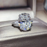 Luxury 3-10 Carat Oval Cut VVS1 D Colour Moissanite Diamond Silver Wedding Ring