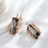 14 Karat Gold Filled Square Grey AAA Zircon Crystal Long Drop Luxury Earrings For Women