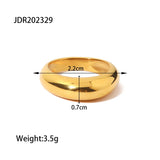 18K Gold Plated Stainless Steel Geometric Fashion Ring With Zircon Crystals Charm Jewellery