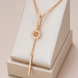 14K Rolled Gold Tassel AAA Zircon Diamonds Hollow Water Wave Chain Pendant Necklace