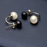 Front-and-Back Ear Jacket Design Multicolour Real Pearls Silver Stud Earrings