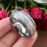 Arrow And White Meteorite Inlay 8MM Multicolor Tungsten Wedding Men Women Rings