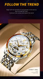 PLAYBOY Luxury Top Brand Fashion Automatic Mechanical Stainless Steel Waterproof Business Men's Watches for Men