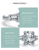 Luxury Rectangle 2 Carat AAAA Lab Created Diamond 925 Sterling Silver Ring