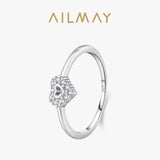 Glamorous Heart-shaped Sterling Silver Sparkling AAAA Lab Created Diamonds Ring