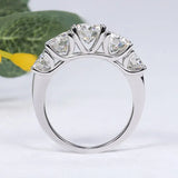 5 Stones Sparkling 18k Gold Plated 3.6CT All Moissanite Diamonds Eternity Wedding Engagement Silver Ring for Women