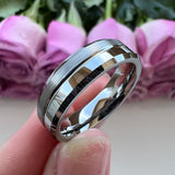 Beveled Grooved Finish 6MM 8MM Classic 100% Pure Tungsten Carbide Wedding Rings