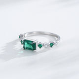 Elegant AAAA Lab Created Diamonds Silver Vintage AAA Green Square Zircon Rings