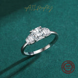 New Luxury Cushion Cut AAAA Lab Created Diamond Sterling Silver Square Ring