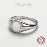 Round Signet Halo of  AAAA Lab Created Diamonds 925 Silver Personality Ring