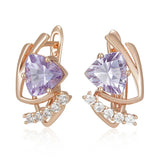 14 Karat Filled Gold Grey Purple AAA Zircon Crystals Drop Earrings Fashion Jewellery