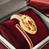 Luxurious Casual Style Honeycomb Case One Piece Women's Steel Band Snake-Shaped Snake Body Red Eye Quartz Watch