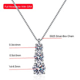 Gorgeous 1.8cttw D Colour 3 Stones Full Moissanite Diamonds Necklace For Women - S925 Sterling Silver Fine Jewellery