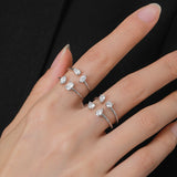 Fashion 925 Silver Sparkling Geometric AAAA Lab Created Diamond Opening Rings