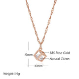 Unique 14K Rolled Rose Gold AAA Zircon Crystal Rubik's Cube Shaped Necklace For Woman - Fashion Cute Jewellery