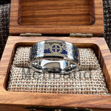 Gear Wheel Blue Carbon Fiber Inlay Unique 6/8mm Tungsten Carbide Wedding Rings