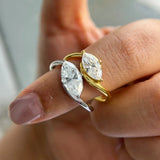 New Design Solitaire 1-2CT Marquise VVS1 D Colour Moissanite Diamonds Silver Ring